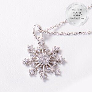 925 Sterling Silver Snowflake Necklace - Charmed Aroma Winter / Christmas
